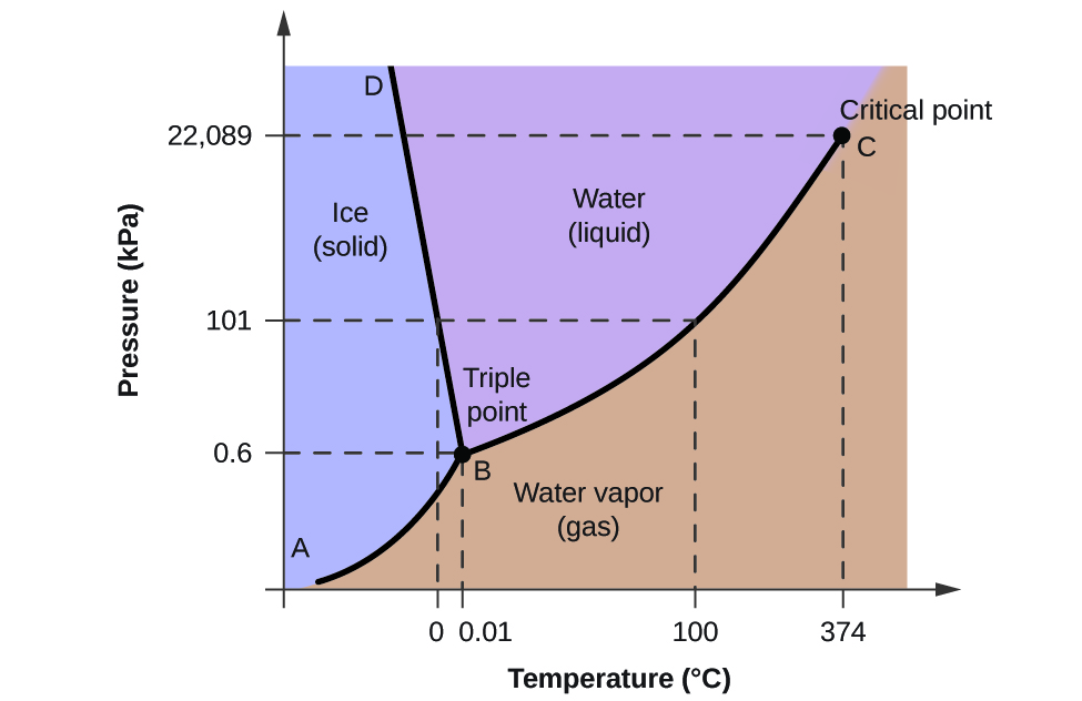 Phase diagram for water